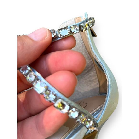 Jewel Badgley Mischka Women's Celine Heeled Sandal, Sky Blue | sz 9 *New w/ Flaw - Picture 12 of 16